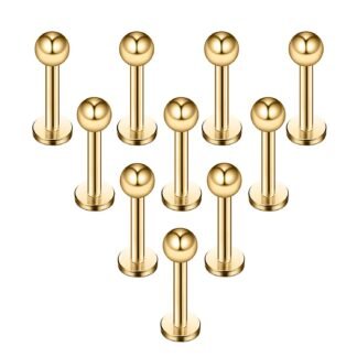 Ruifan 16G 316L Stainless Steel 3mm Ball Labret Monroe Lip Ring Tragus Helix Cartilage Earring Stud Barbell Bar Length 6mm 8mm 10mm 12mm Body Piercing Jewelry