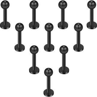 Ruifan 16G 316L Stainless Steel 3mm Ball Labret Monroe Lip Ring Tragus Helix Cartilage Earring Stud Barbell Bar Length 6mm 8mm 10mm 12mm Body Piercing Jewelry