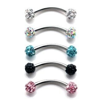 Ruifan 16G Crystal Ferido Ball Curved Barbell Eyebrow Ear Ring Body Piercing Jewelry 8mm 10mm
