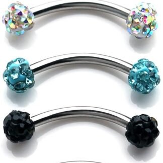 Ruifan 16G Crystal Ferido Ball Curved Barbell Eyebrow Ear Ring Body Piercing Jewelry 8mm 10mm
