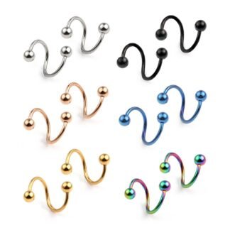 Ruifan 16G Stainless Steel Twist Ear Plug Earring Spiral Helix Stud Lip Ring Body Piercing Jewelry 8mm 10mm