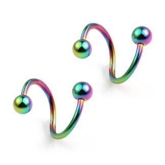 Ruifan 16G Stainless Steel Twist Ear Plug Earring Spiral Helix Stud Lip Ring Body Piercing Jewelry 8mm 10mm