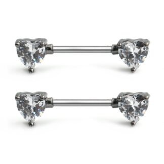 Ruifan 316L Stainless Steel Double Front Facing Clear CZ Nipple Shield Barbell Ring Piercing 14G