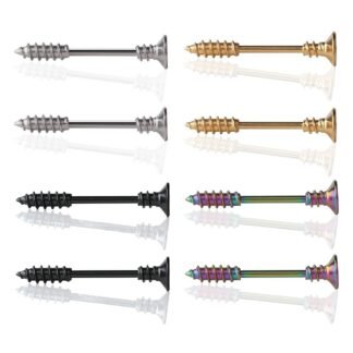 Ruifan 316L Stainless Steel Screw Bar Nipple Barbell Ring Body Piercing 14G