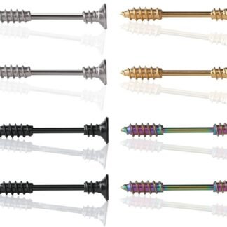 Ruifan 316L Stainless Steel Screw Bar Nipple Barbell Ring Body Piercing 14G