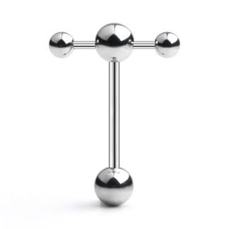 Ruifan T Shape Top Straight Barbell Tongue Ring Piercing 14G