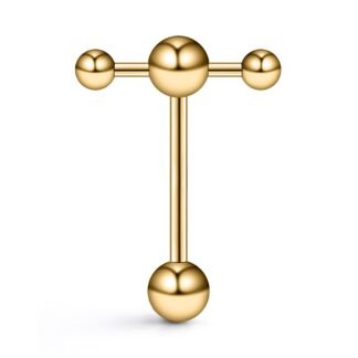 Ruifan T Shape Top Straight Barbell Tongue Ring Piercing 14G