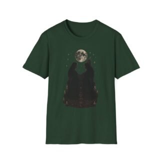 Sacred Moon Ritual T-Shirt with Occult Circle and Candlelight Art