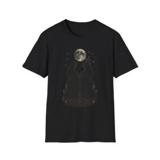 Sacred Moon Ritual T-Shirt with Occult Circle and Candlelight Art
