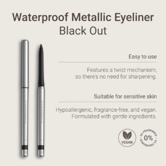 Sandstone Scandinavia Hypoallergenic Waterproof Eyeliner - Fragrance Free Metallic Black Eye liner - Vegan and Cruelty Free Eye Pencil - Eyeliner Pencil for Sensitive Eyes (Black)