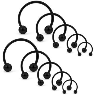 SCERRING 10PCS 20G Stainless Steel Horseshoe Septum Ring Nose Rings Hoop Helix Daith Cartilage Tragus Earrings Eyebrow Body Piercing Jewelry 6-14mm