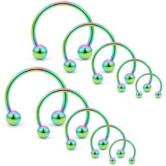 SCERRING 10PCS 20G Stainless Steel Horseshoe Septum Ring Nose Rings Hoop Helix Daith Cartilage Tragus Earrings Eyebrow Body Piercing Jewelry 6-14mm