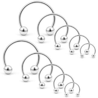 SCERRING 10PCS 20G Stainless Steel Horseshoe Septum Ring Nose Rings Hoop Helix Daith Cartilage Tragus Earrings Eyebrow Body Piercing Jewelry 6-14mm
