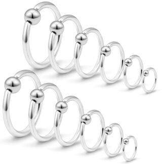 SCERRING 12PCS 16G Stainless Steel Captive Bead Ring Nose Rings Hoop Helix Daith Cartilage Tragus Earrings Nipple Eyebrow Body Piercing 6-16mm