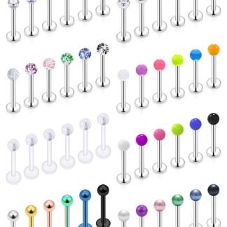 SCERRING 16g Lip Rings Labret Monroe Lip Rings Nail Tragus Helix Cartilage Earrings Studs Ring Medusa Piercing Jewelry Retainer 8mm 10mm 48PCS