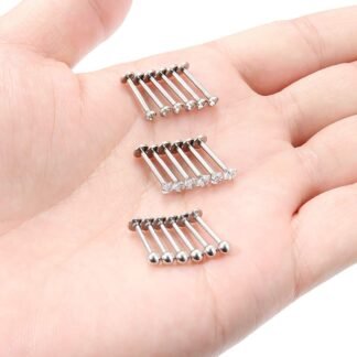 SCERRING 18PCS 16g Stainless Steel Clear Cubic Zirconia Labret Monroe Lip Tragus Cartilage Helix Earring Ring Body Piercing Jewelry 6mm 8mm 10mm