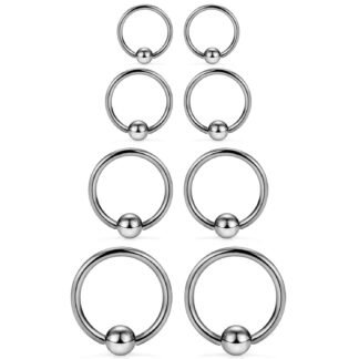 SCERRING 2-8PCS 16G G23 Titanium Captive Bead Ring Nose Rings Hoop Helix Daith Cartilage Tragus Earrings Nipple Eyebrow Body Piercing 8mm 10mm 12mm 14mm 16mm