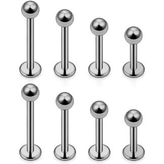 SCERRING 2-8PCS 16g G23 Titanium Labret Monroe Lip Tragus Cartilage Earring Ring Stud Piercing Jewelry 6mm 8mm 10mm 12mm