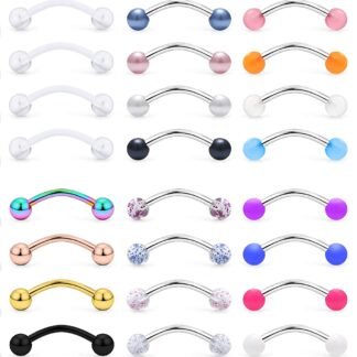 SCERRING 30PCS 16G Eyebrow Rings Tragus Helix Rook Daith Earrings Lip Ring Barbell Body Piercing Jewelry Retainer 6mm 8mm 10mm