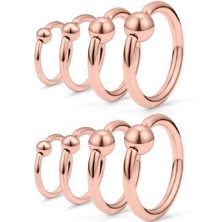 SCERRING 4 Pairs 20G 16G 14G 12G Stainless Steel Captive Bead Ring Nose Hoop Rings Eyebrow Lip Ear Tragus Cartilage Daith Septum Nipple Belly PA Retainer Piercing Jewelry 10-16mm