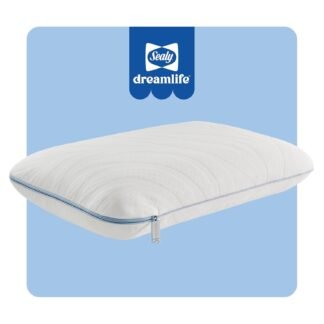 Sealy Dreamlife Queen Size Memory Foam Cooling Pillow with Surface Guard Technology, Removable Machine-Washable Cover, 1 Year Limited Warranty, White (2 Pack)