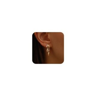 SELSHE Dangle Earrings for Women,14k Gold Plated Triple Huggie Stud Earrings Cute Statement Chain Earring Dainty Drop Earrings for Women Trendy Gold Plated Jewelry