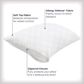 Set of 4 Standard/Queen AllerEase Pillow Protectors - Temperature Balancing, Allergist Recommended - Premium Breathable, Zippered Protectors
