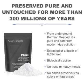 Seven Minerals Pure Magnesium Chloride Flakes 3 lb - Absorbs Better Than Epsom Salt - All Natural Unscented Foot Soak (15 uses) or Full Body Bath (8 uses) for Relaxation, Muscle...