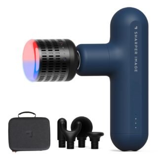 Sharper Image Deep Tissue Percussion Massage Gun, Powerboost Move Evo Hot & Cold Rechargeable Handheld Massager, 4 Adjustable Speeds, 5 Attachment Heads & Carrying Case, for...