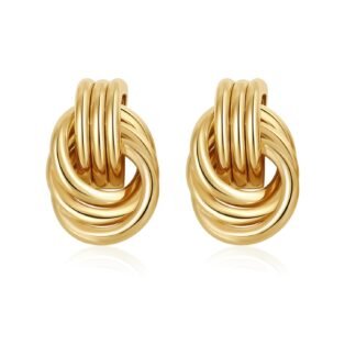 SHERLOVE Trendy Gold Plated Knot Earrings for Women Chunky Statement Drop Dangle Earrings Lightweight Hypoallergenic Fashion Accessories Gold Jewelry Gifts for Womens