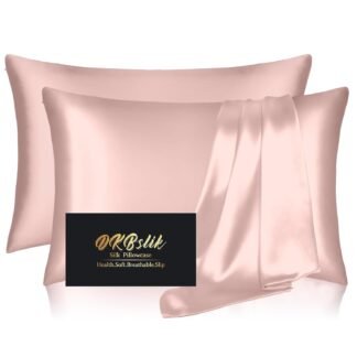 Silk Pillow Cases 2 Pack, Mulberry Silk Pillowcases Standard Set of 2, Smooth, Anti Acne, Beauty Sleep, Both Sides Natural Silk Satin Pillow Cases for Women 2 Pack with Zipper...