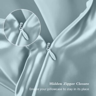 Silk Pillow Cases 2 Pack, Mulberry Silk Pillowcases Standard Set of 2, Smooth, Anti Acne, Beauty Sleep, Both Sides Natural Silk Satin Pillow Cases for Women 2 Pack with Zipper...