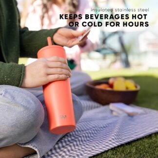 Simple Modern Insulated Tumbler with Lid and Straw | Iced Coffee Cup Reusable Stainless Steel Water Bottle Travel Mug | Gifts for Women Men Her Him | Classic Collection | 24oz |...