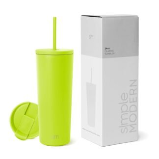 Simple Modern Insulated Tumbler with Lid and Straw | Iced Coffee Cup Reusable Stainless Steel Water Bottle Travel Mug | Gifts for Women Men Her Him | Classic Collection | 24oz |...