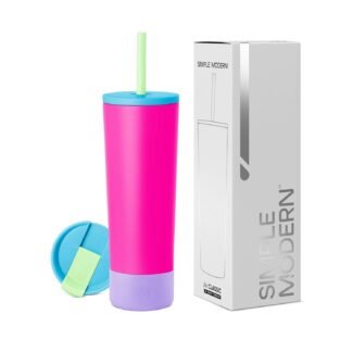 Simple Modern Insulated Tumbler with Lid and Straw | Iced Coffee Cup Reusable Stainless Steel Water Bottle Travel Mug | Gifts for Women Men Her Him | Classic Collection | 24oz |...