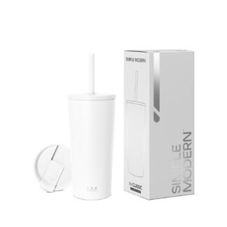Simple Modern Insulated Tumbler with Lid and Straw | Iced Coffee Cup Reusable Stainless Steel Water Bottle Travel Mug | Gifts for Women Men Her Him | Classic Collection | 24oz |...
