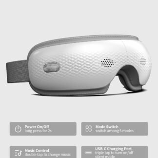 SKG Eye Massager with Heat & Music, Foldable Eye Mask for Migraine & Strain, 5 Massage Modes, Perfect Relaxation Birthday Gifts for Dad, Mom, Men, Women