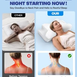 Sleep Doctor Approved Cervical Neck Pillow for Sleeping, Ergonomic Contour Side Sleeper Pillows for Adults, Cooling Orthopedic Pillow for Pain Relief Support, Memory Foam...