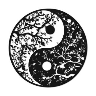 Slickss Yin Yang Tree of Life Metal Wall Art - Japanese Style Decor for Living Room, Bedroom,Wonderful Gift for Meditation Room & Nature Enthusiast(11.8X11.8”,Black)