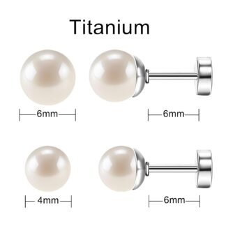 SmileBelle 2 Pairs Pearl Stud Earrings, Flat Back Stud Earrings Valentine Gifts for Women Screw Back Hypoallergenic Cartilag Sleep Earrings Helix Piercing Pearl Jewelry Gift...