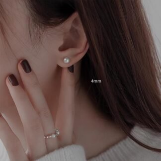 SmileBelle 2 Pairs Pearl Stud Earrings, Flat Back Stud Earrings Valentine Gifts for Women Screw Back Hypoallergenic Cartilag Sleep Earrings Helix Piercing Pearl Jewelry Gift...