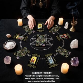 Smoostart Black Tarot Cards for Beginners with Meanings on Them, Surface Laser Cards Holographic Tarot with Guide Book, Tarot Cards Deck with Keywords