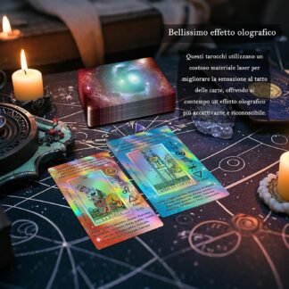 Smoostart Italian Holographic Tarot Cards with Meanings on Them, Tarot with Guidebook for Beginners, Keywords, Element, Planet, Zodiac, Chakra, Yes or No, Musical Pitch,...