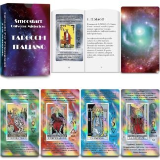 Smoostart Italian Holographic Tarot Cards with Meanings on Them, Tarot with Guidebook for Beginners, Keywords, Element, Planet, Zodiac, Chakra, Yes or No, Musical Pitch,...