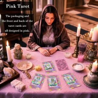 Smoostart Pink Tarot Cards for Beginners with Meanings on Them, Surface Laser Cards Holographic Tarot with Guide Book, Tarot Cards Deck with Keywords