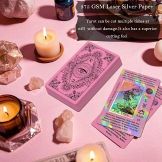 Smoostart Pink Tarot Cards for Beginners with Meanings on Them, Surface Laser Cards Holographic Tarot with Guide Book, Tarot Cards Deck with Keywords
