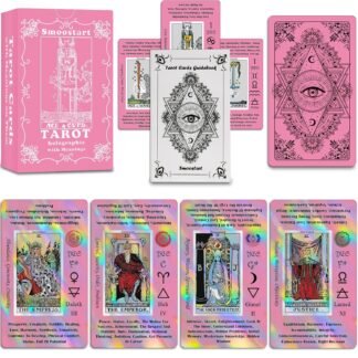 Smoostart Pink Tarot Cards for Beginners with Meanings on Them, Surface Laser Cards Holographic Tarot with Guide Book, Tarot Cards Deck with Keywords