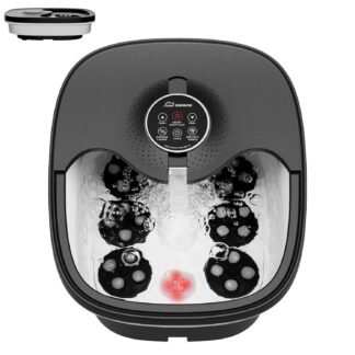 Snailax Foot Spa Bath Massager with Heat, Remote Control, Shiatsu Massage Rollers, Bubble, Temperature Control, Collapsible, Pedicure Foot Soaking Tub