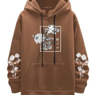 SOLY HUX Men's Floral Print Casual Graphic Hoodies Drawstring Long Sleeve Pullover Sweatshirt