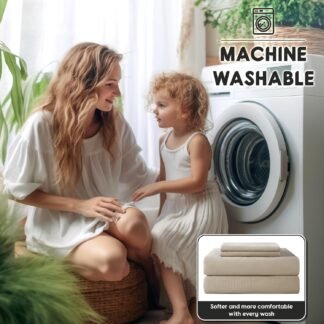 SONORO KATE 100% French Pure Linen Sheets, Breathable and Durable Linen King Size Sheets, Anti-Tear Linen Bed Sheets, Machine Washable, 16 Inch Deep Pocket - 4 Piece (Natural...